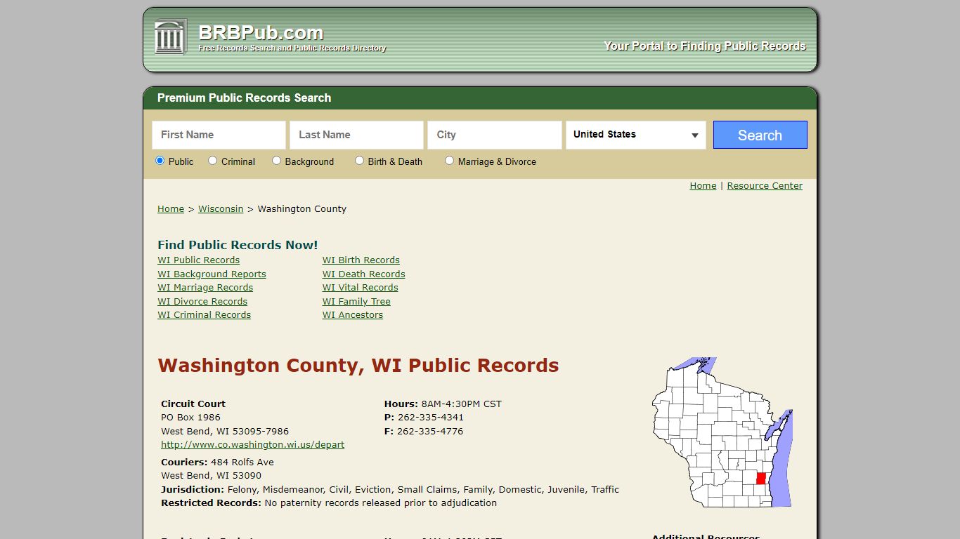 Washington County Public Records | Search Wisconsin Government Databases